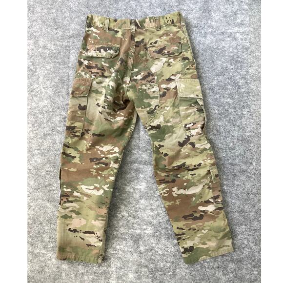 Army Camouflage Cargo Pants Mens W32 Combat Uniform Button Fly Insect Shields - Picture 9 of 10